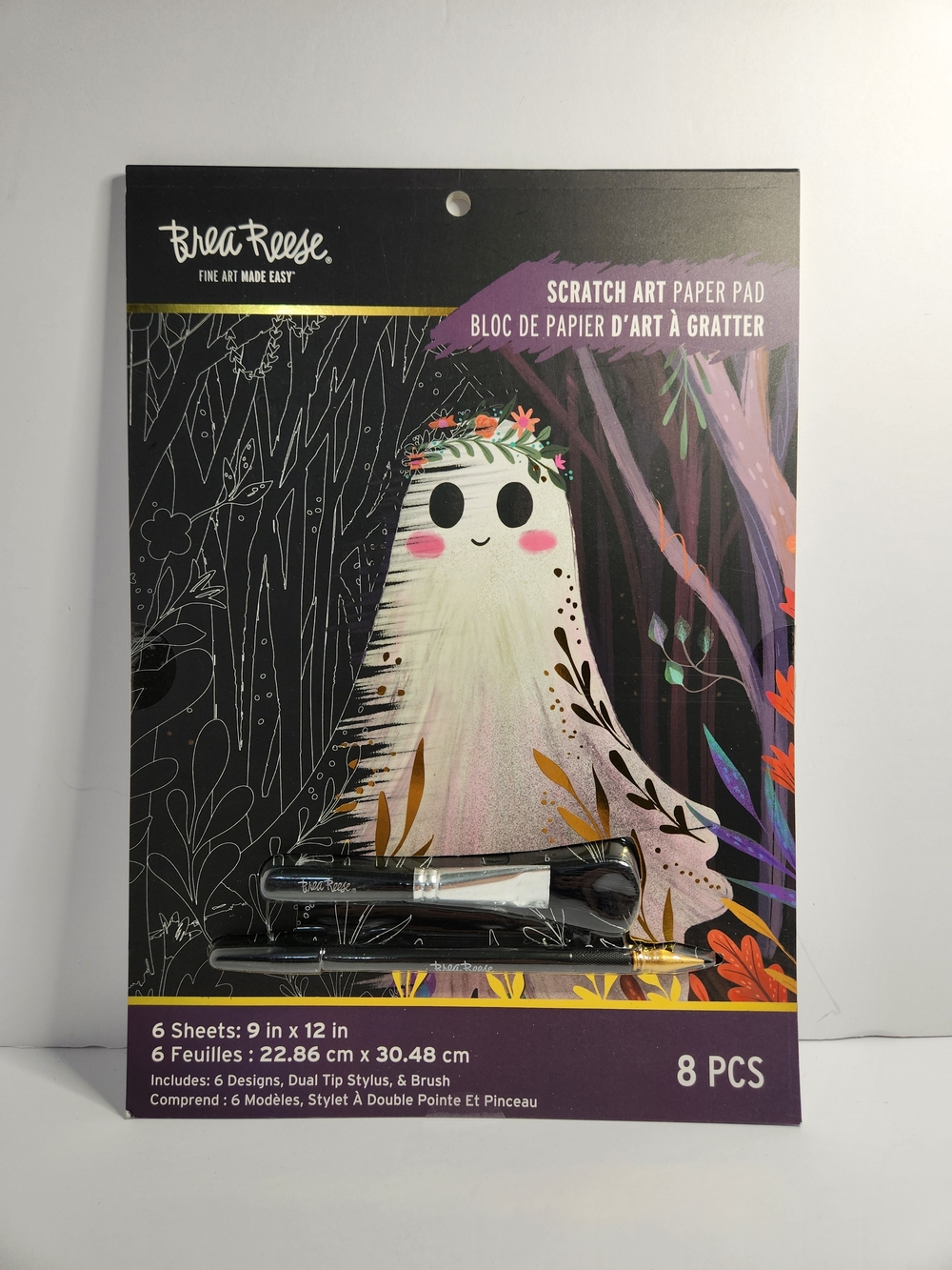 Brea Reese Halloween Purple Ghost Scratch Art Paper Pad - 8 Pc